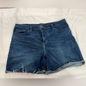 high rise denim shorts